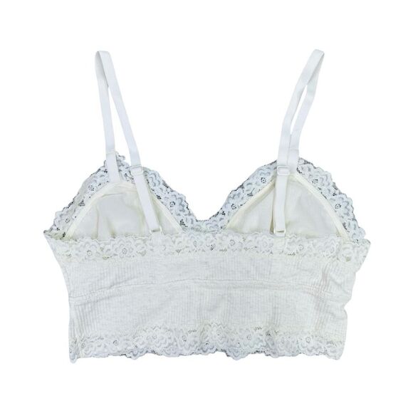 aerie Ribbed Eyelash Lace Trim Longline Bralette - Size Small - Picture 2 of 3